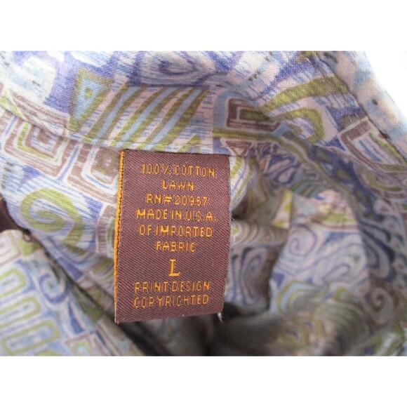 Tori Richard Shirt Mens Large L Blue Graphic Print Hawaiian Cotton Button Up - Picture 12 of 12